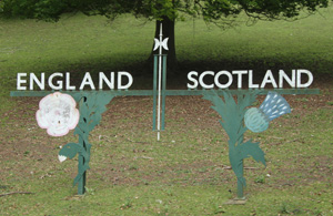 England - Scotland Border sign